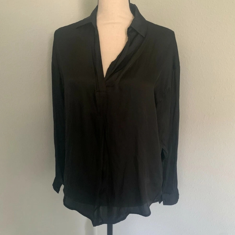 Lush Black Satin Blouse